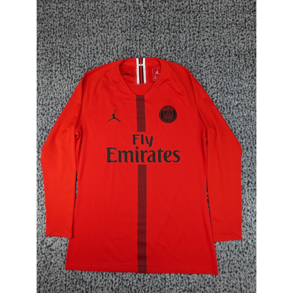 Jordan PSG Soccer Jersey Mens Large Red Long Sleeve Fly Emirates AJ2252-659